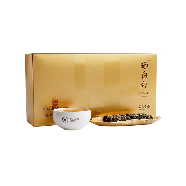 美国好茶推荐|品品香福鼎白茶晒白金MINI版紧压寿眉171 礼盒装180克