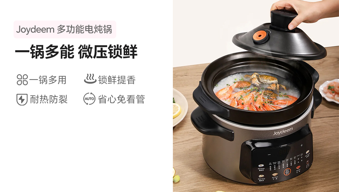 Joydeem 多功能电炖锅煲汤锅 DDG-A400 高温瓷防裂内胆 智能预约4L