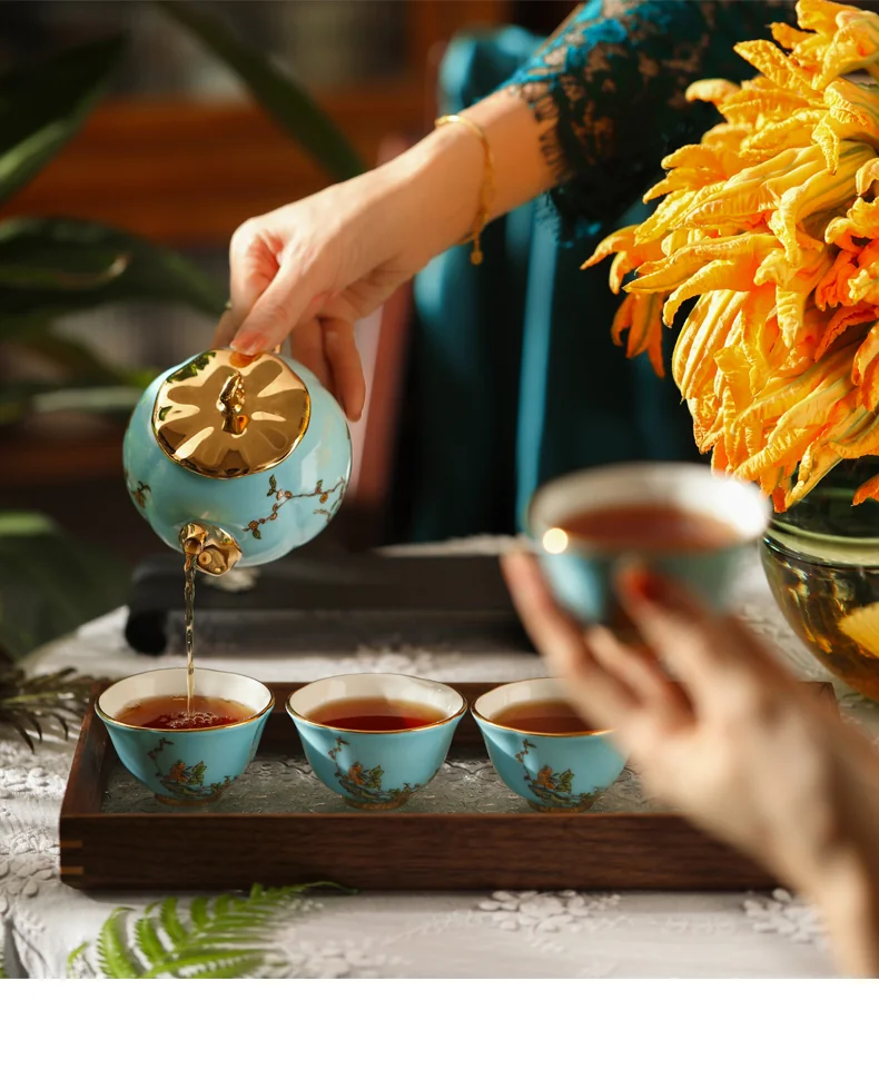 茶具推荐|【中国直邮，时效5-7天】Auratic 国瓷永丰源西湖蓝15头茶具